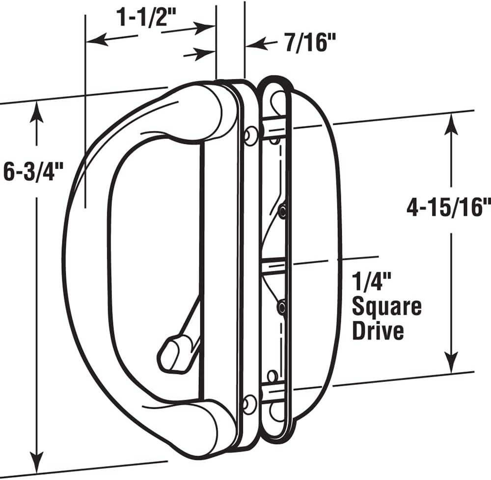 Diecast, White, Outside Patio Door Pull with Latch (Single Pack)