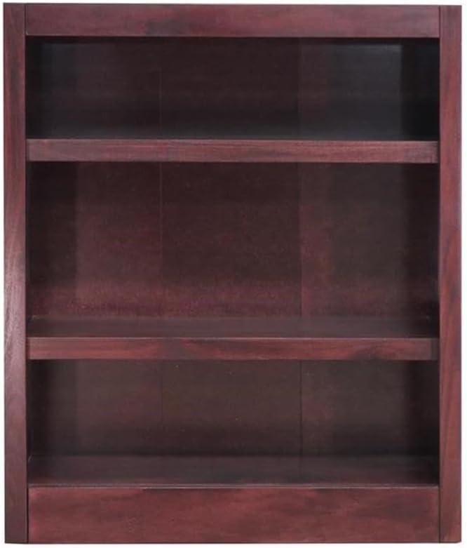 Traditional 36" Tall 3-Shelf Wood Bookcase in Cherry