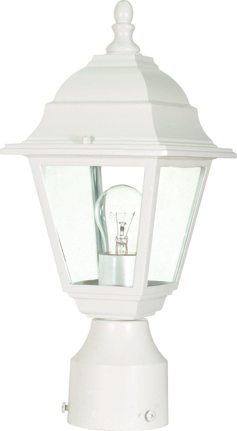 Briton Classic White Metal Outdoor Post Lantern - 14" Height
