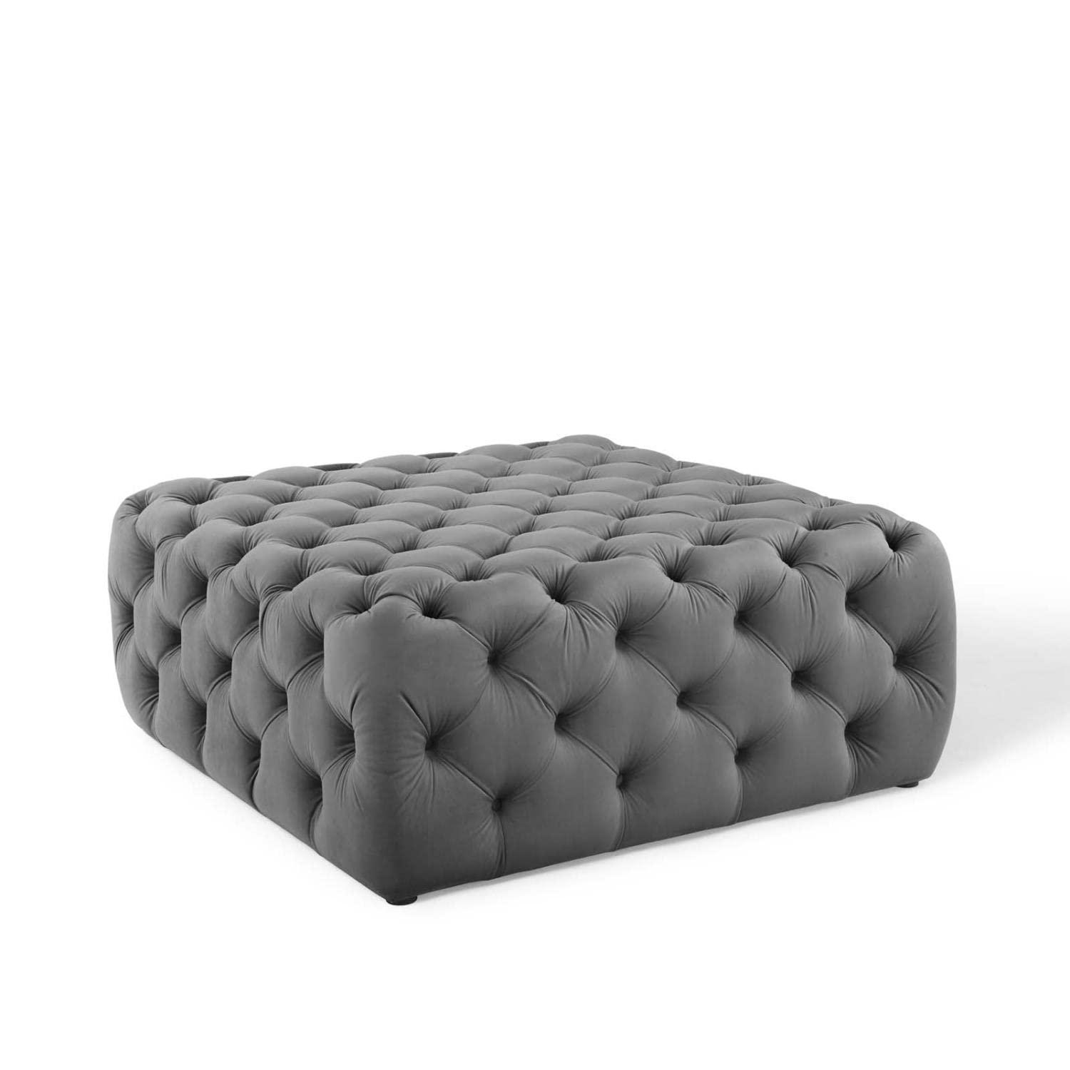 Modway Amour Tufted Button Round Performance Velvet Ottoman
