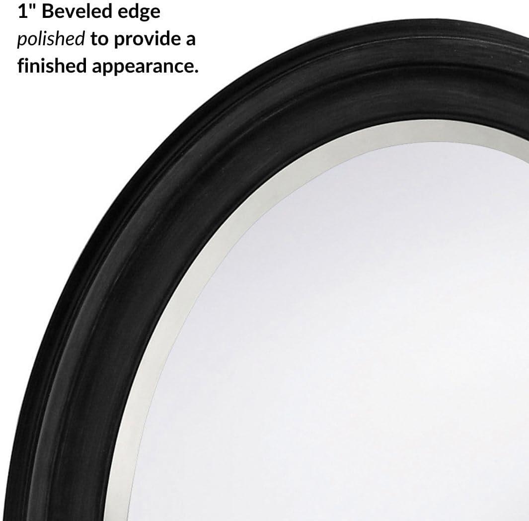 Oval George Decorative Wall Mirror Black - Howard Elliott: Wood Frame, Beveled, Ready to Hang