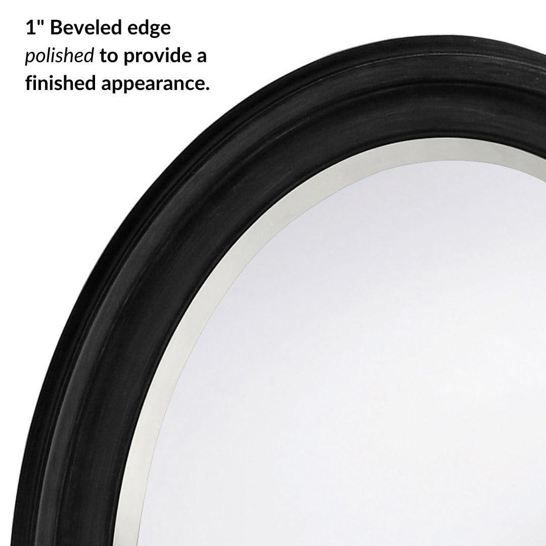 Oval George Decorative Wall Mirror Black - Howard Elliott: Wood Frame, Beveled, Ready to Hang
