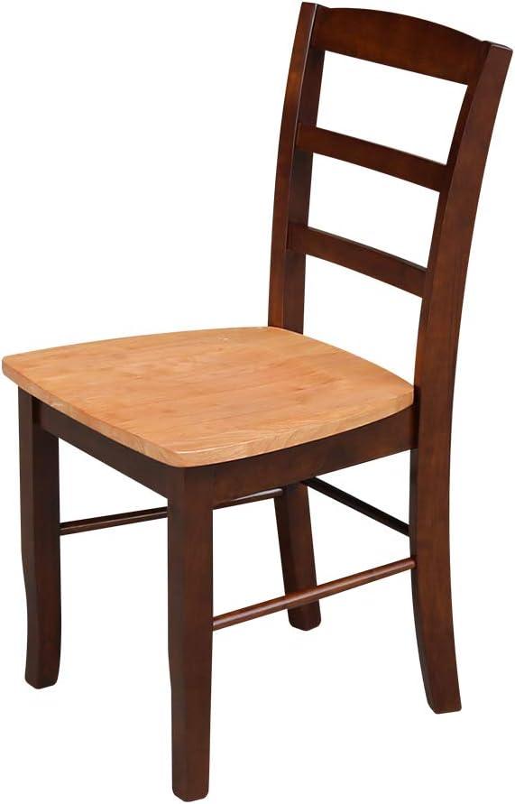 International Concepts Set of 2 Madrid Ladderback Chairs Cinnamon/Espresso: Hardwood Frame, Spot Clean, No Arms