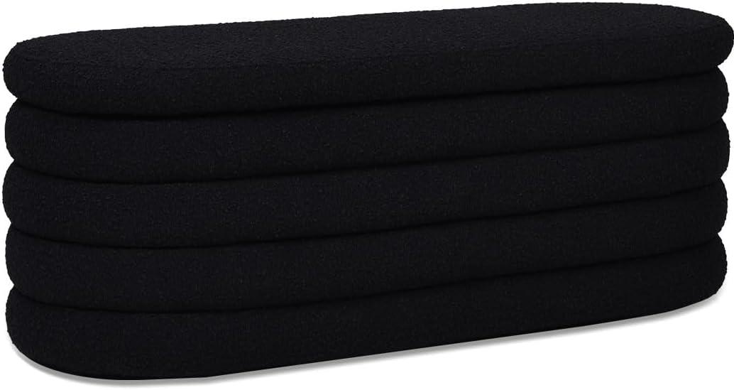 Everly Quinn Boucle Upholstered Storage Bench