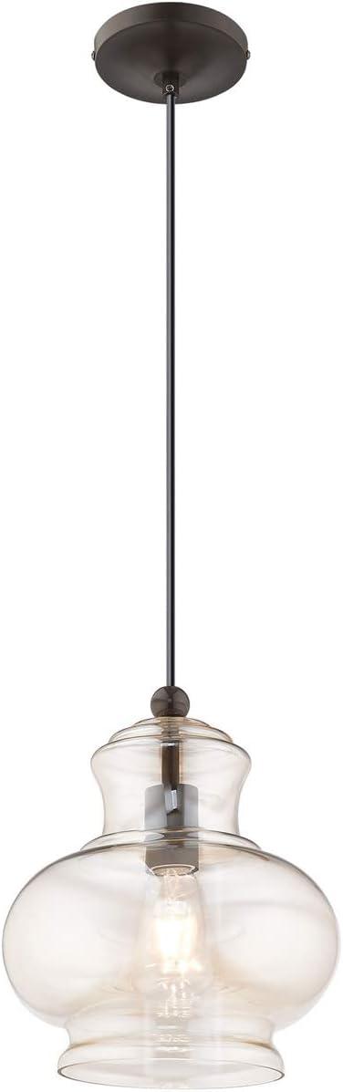 Livex Lighting Art Glass 1 - Light Pendant in  English Bronze