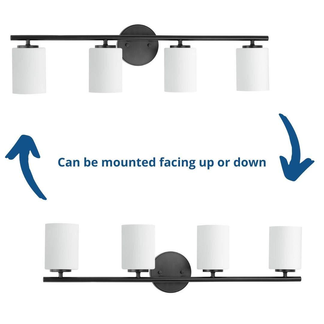 Progress Lighting Replay 4-Light Bath Vanity, Textured Black, Porcelain Shade