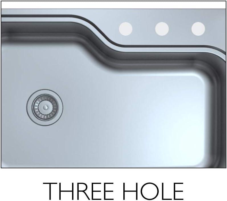 Design House 110593 Rectangular Single Bowl 33x22x8 in. 18-Gauge 3-Hole Kitchen Sink, Stainless Steel