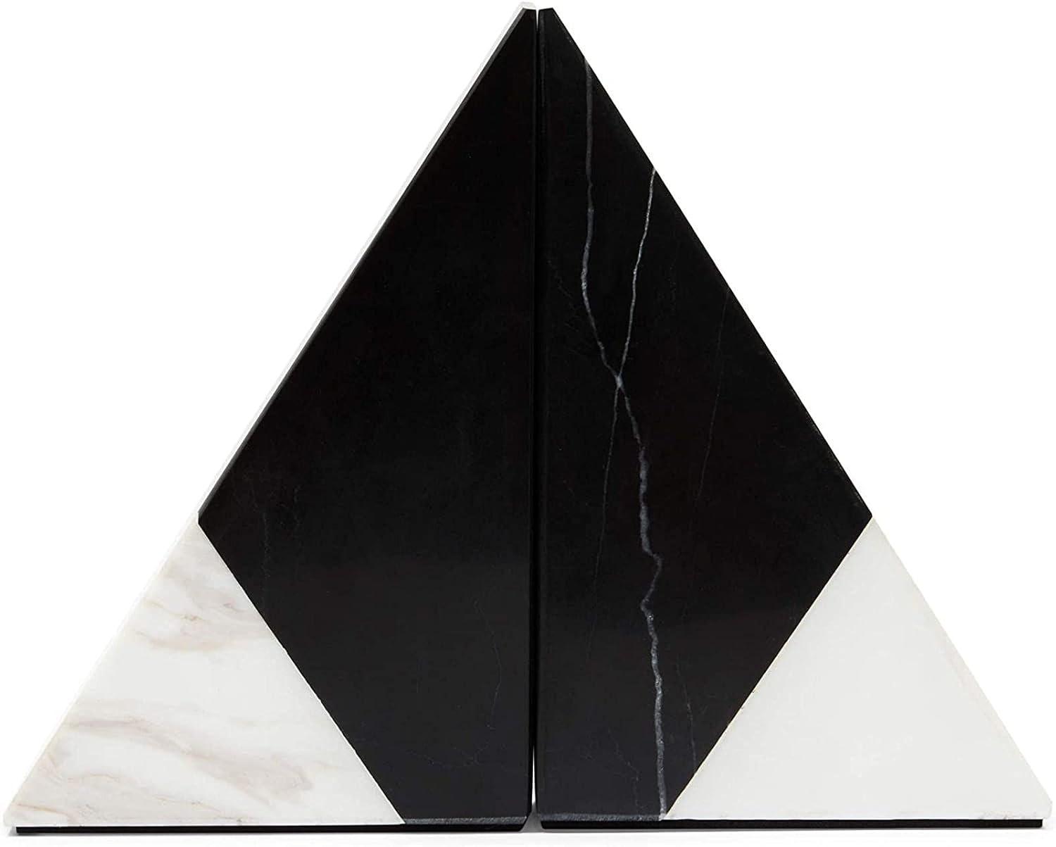 Black Marble Decorative Bookends for Shelves (3.8 x 1.8 x 6 inches, 1 Pair)