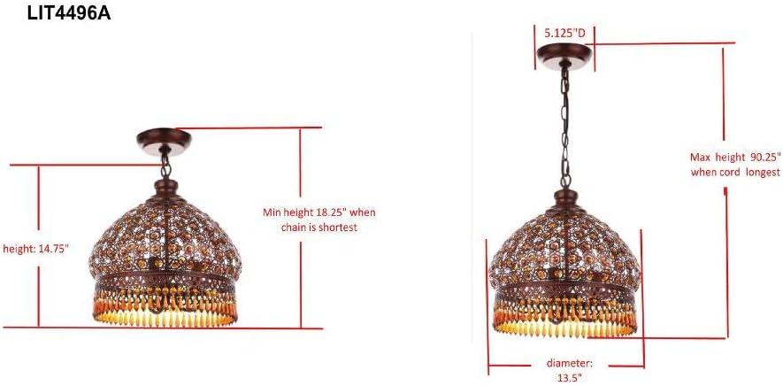 Sultan Jeweled Pendant Lamp - LIT4496 - Dark Brown - Safavieh