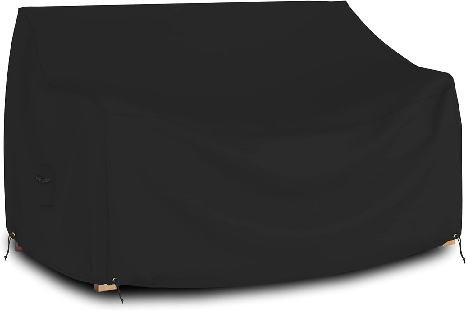 Black Waterproof PVC Outdoor Loveseat Sofa Cover with Drawstring