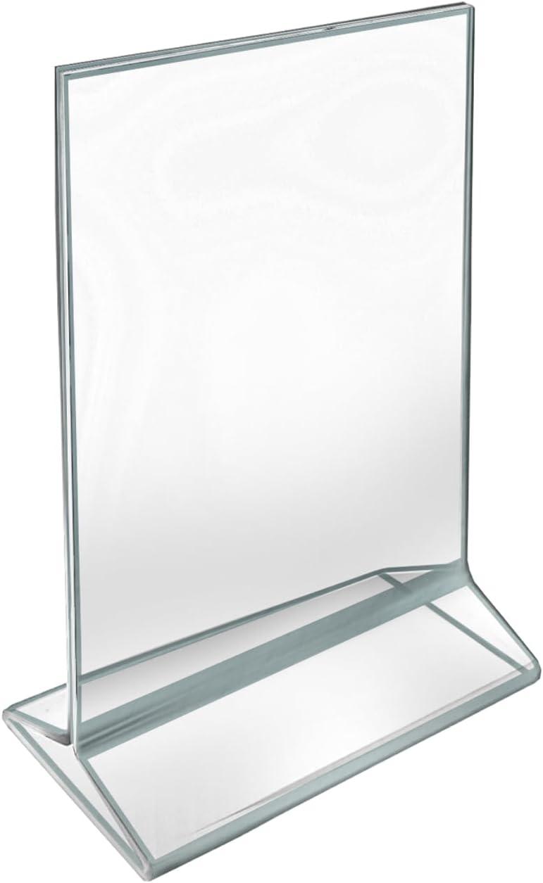 Azar Displays Double-Sided Clear Acrylic Frames with Silver Accent Trim 4" Wide x 6" High, 5 Pack
