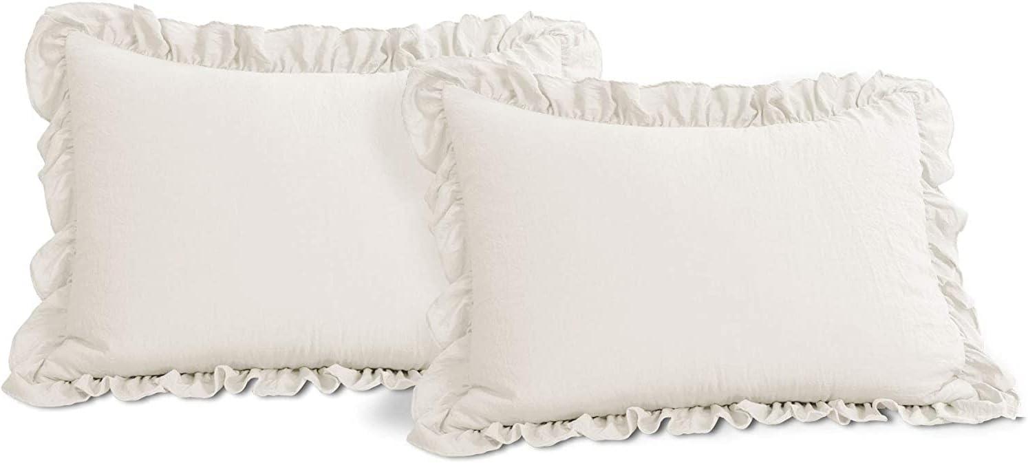 Lush Décor 3pc King Reyna Comforter Set White: Microfiber, Ruffled, OEKO-TEX Certified