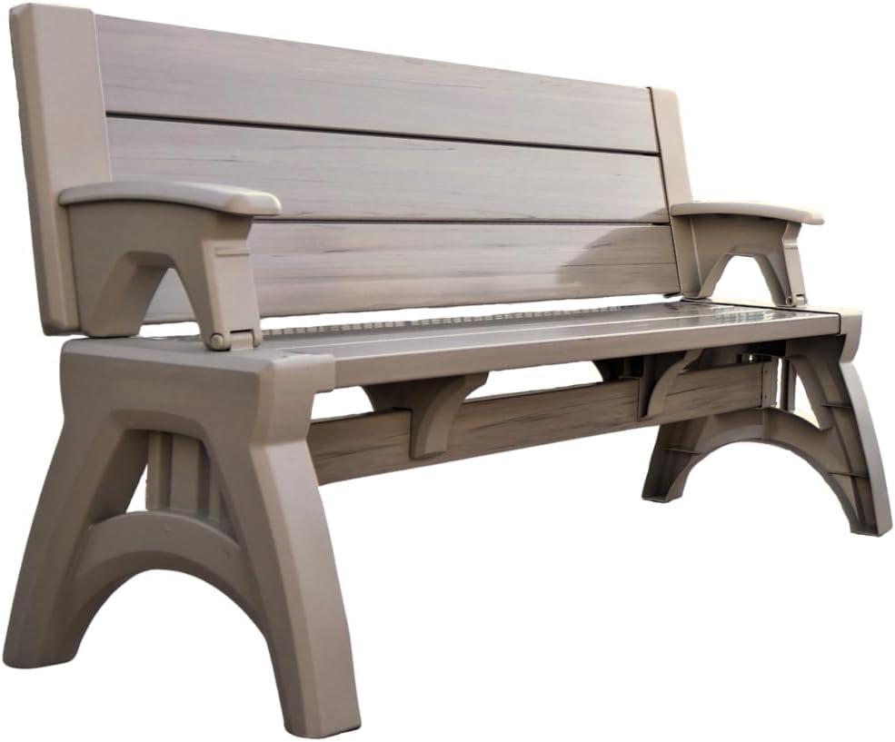 Convert a Bench Mesa de Picnic de 60" para Exteriores/banco de Vinilo para Patio, Madera Flotante, Generación II