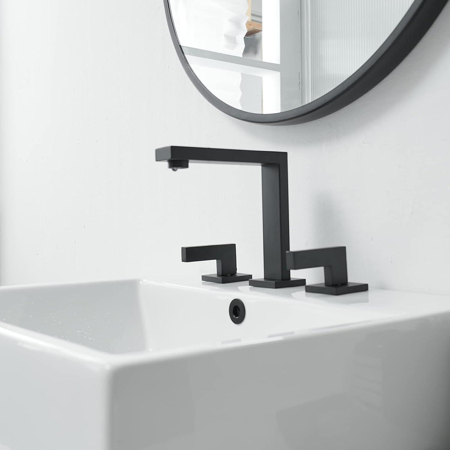 Matte Black Brass 2-Handle Widespread Bathroom Faucet