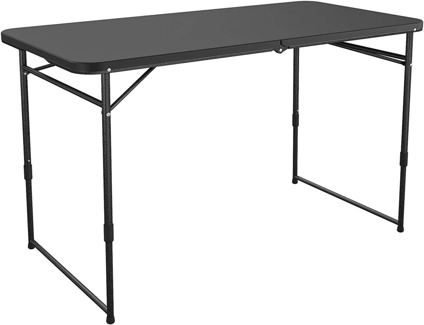 COSCO 24" x 48" Adjustable Height Folding Resin Utility Table, Black