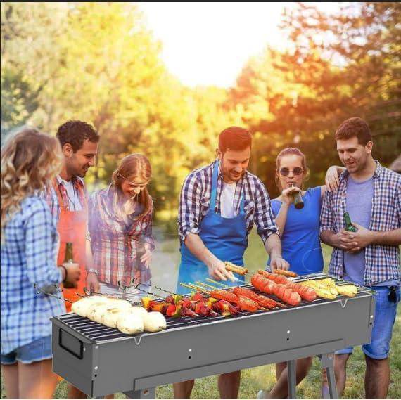 Portable Stainless Steel Charcoal Grill with Foldable Stand