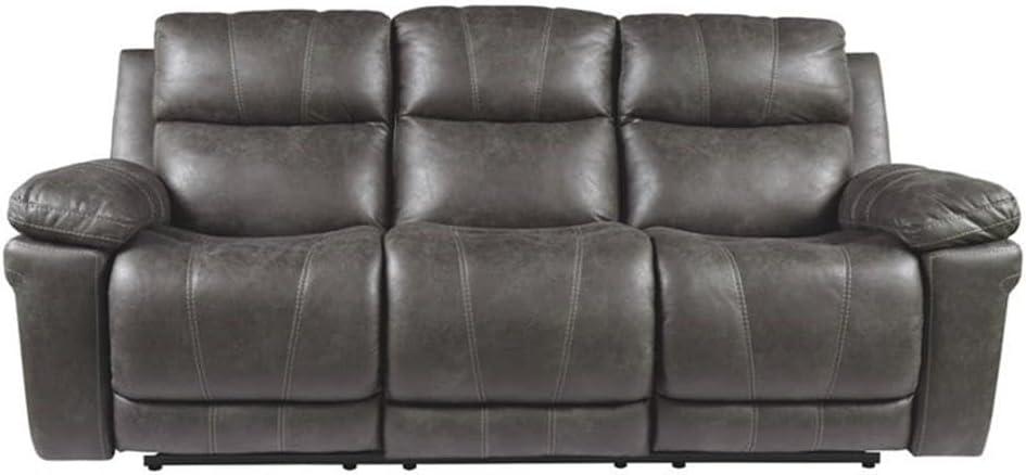 Gray Faux Leather Power Reclining Sofa with USB Charging