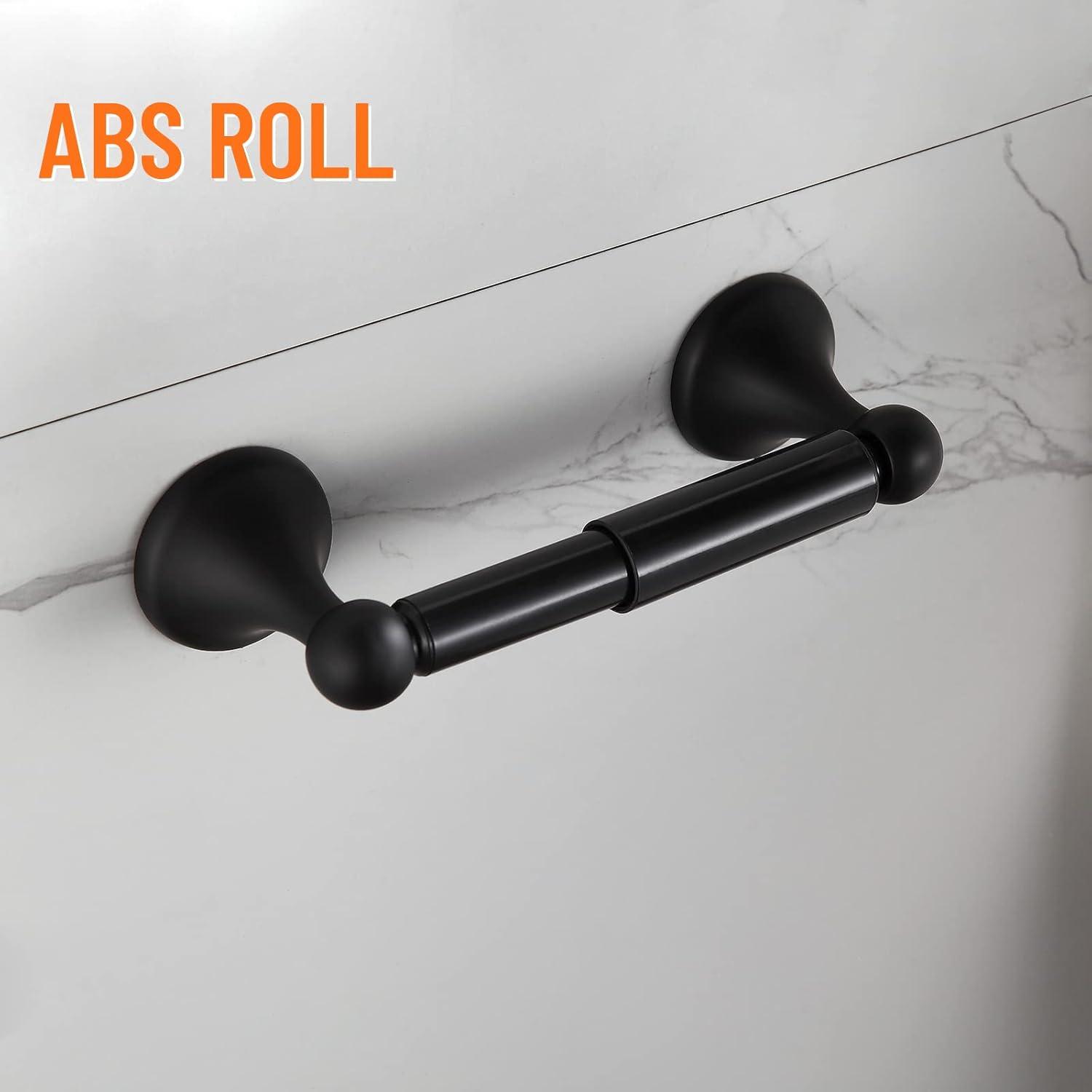 BGL Bathroom Hardware Set Matte Black Adjustable Expandable Towel Bar 4-Piece Bathroom Accessory Set Wall Mounted Robe Hook Toilet Paper Holder Towel Ring Towel Bar