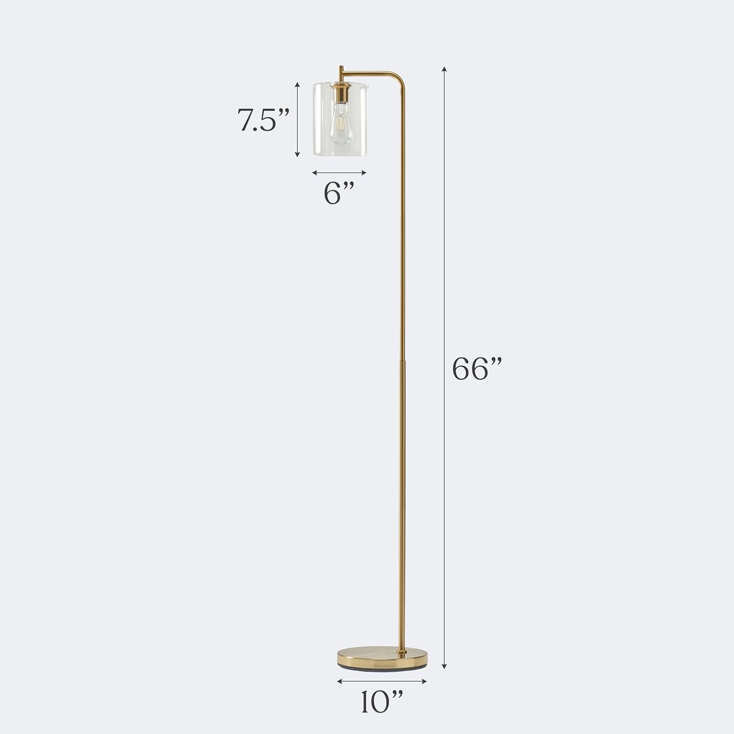 Brightech Elizabeth 66 in. Brass Industrial LED Floor Lamp with Glass Shade and Edison Bulb, Gold