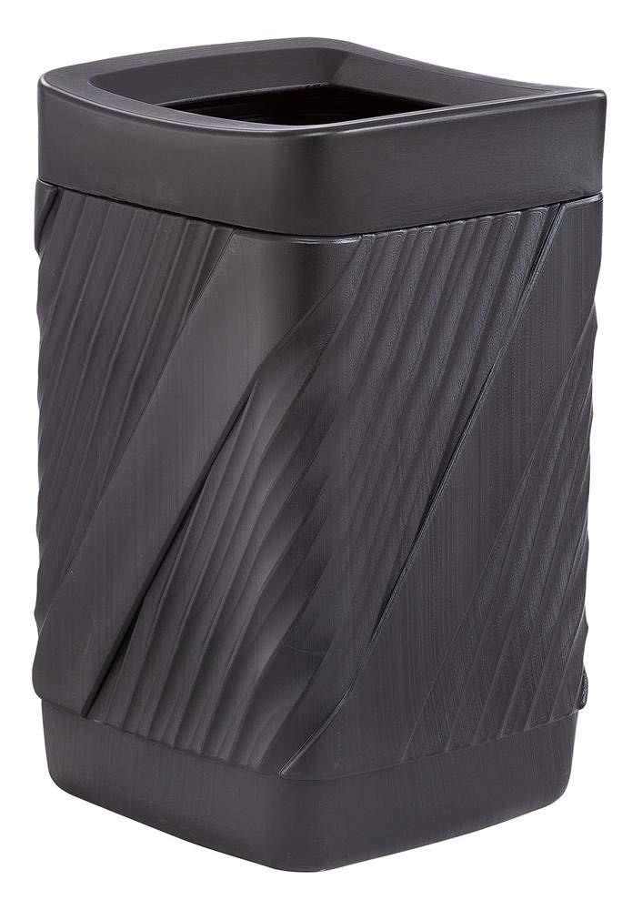 Safco Twist Waste Receptacle 32 gal Capacity - Removable Lid, Durable, UV Resistant, Fade Resistant - 30" Height x 18.9" Width x 18.9" Depth - High-density Polyethylene (HDPE) - Black