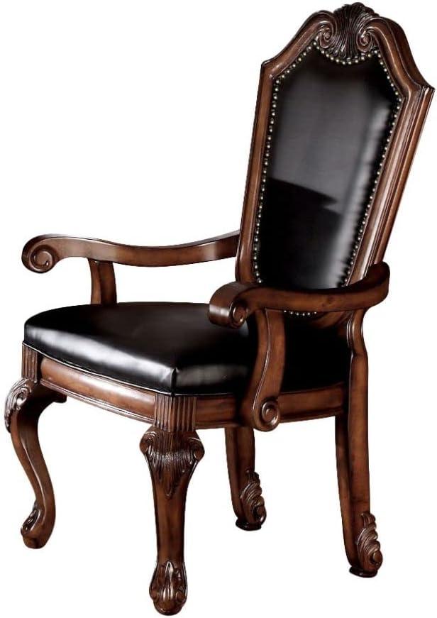 Chateau De Ville Luxe Black Faux Leather & Cherry Accent Chair