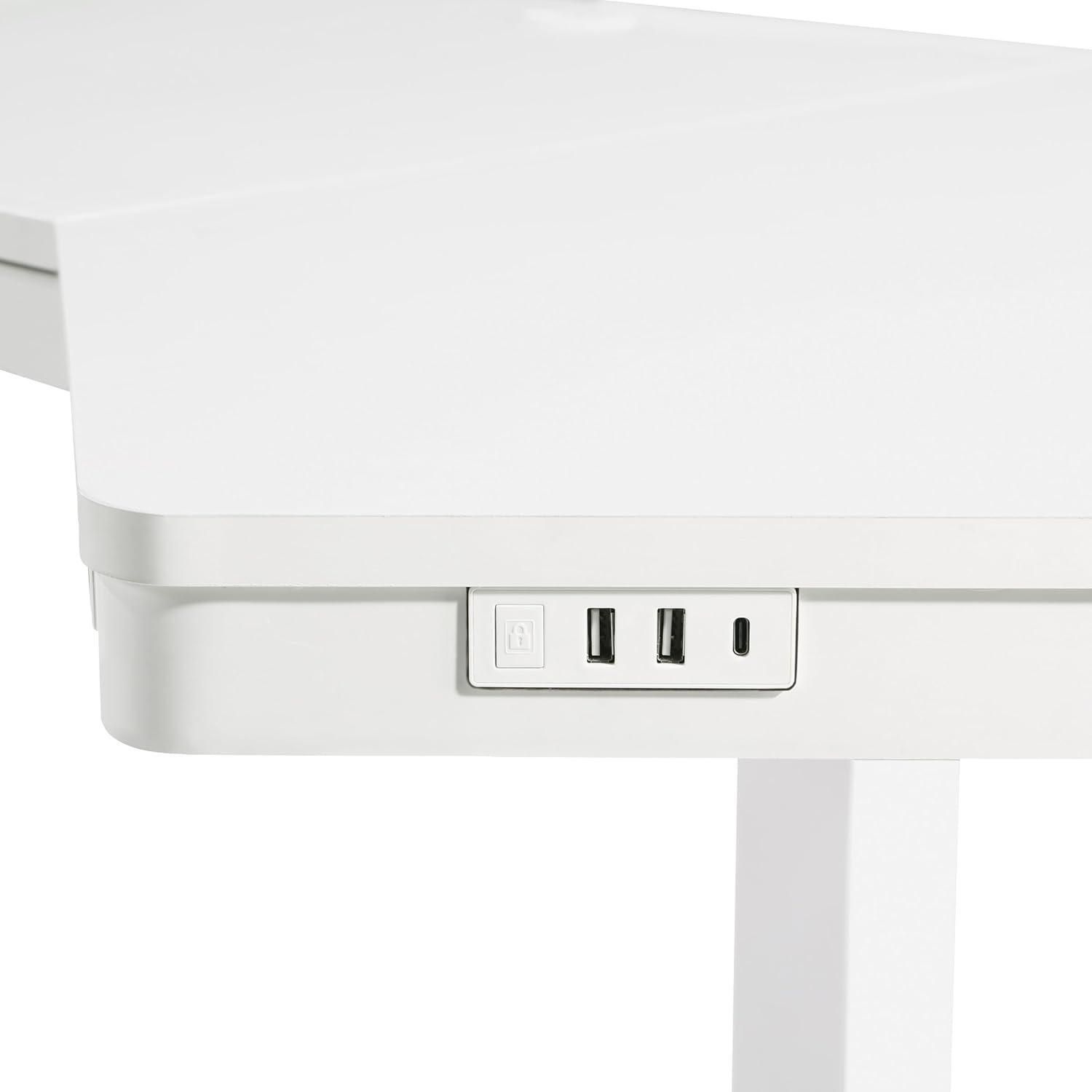 Stealth Sit-to-Stand Height Adjustable Corner Desk in White Engineered Wood