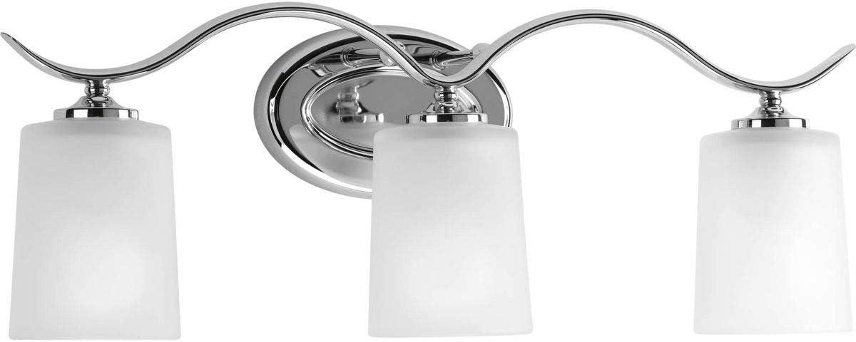 Progress Lighting Inspire 3-Light Wall Sconce, Polished Chrome, Etched Glass Shade