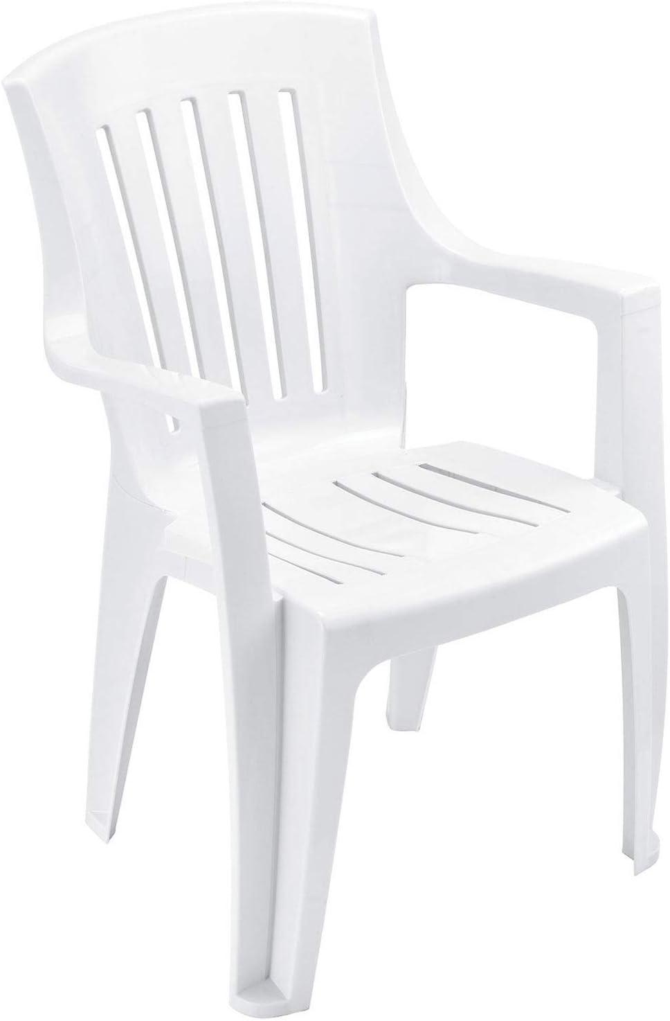 White Resin Stackable Outdoor Fan Back Chair