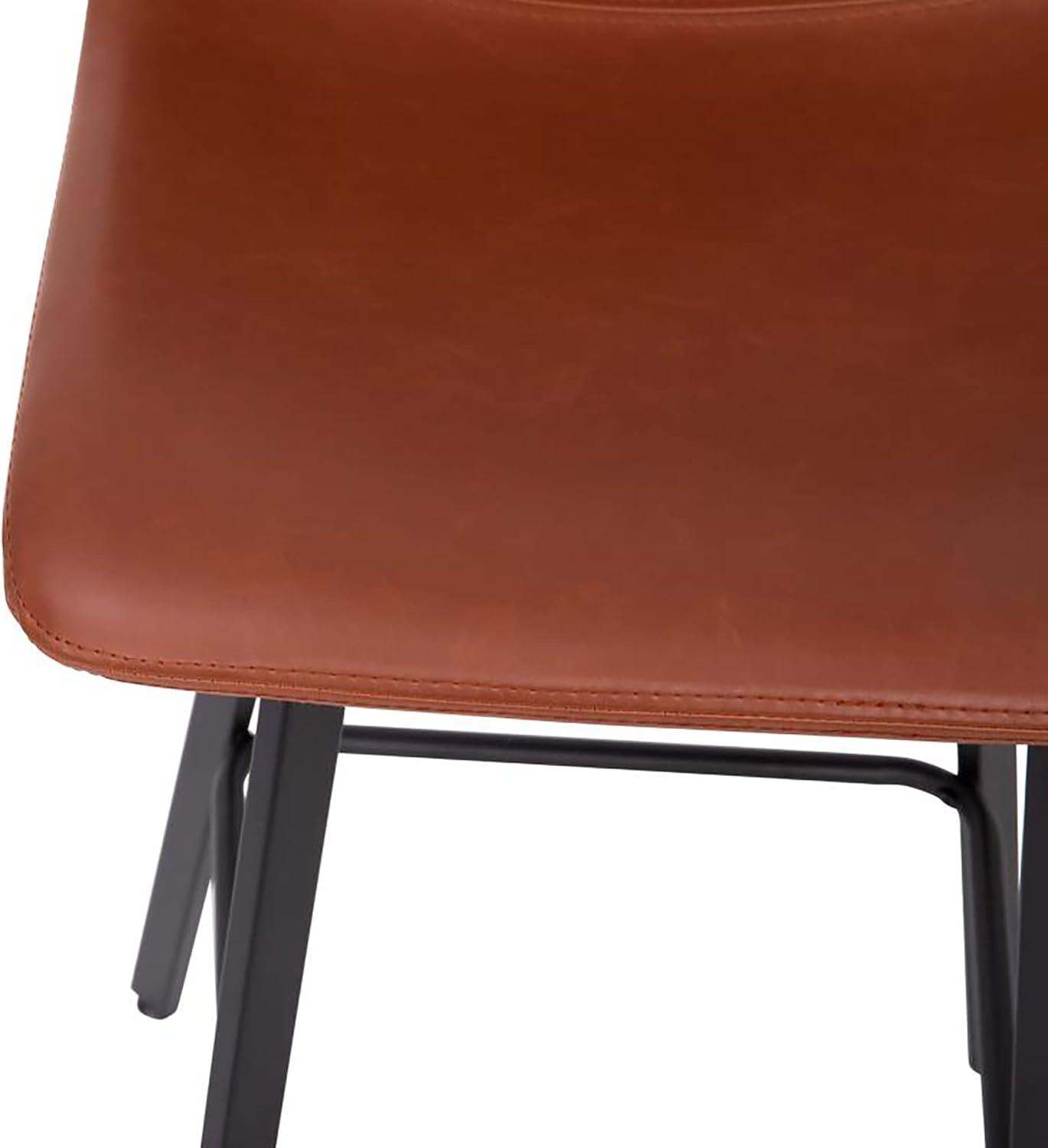 Flash Furniture Set of 2 Commercial Indoor Armless Iron Barstools - Cognac LeatherSoft