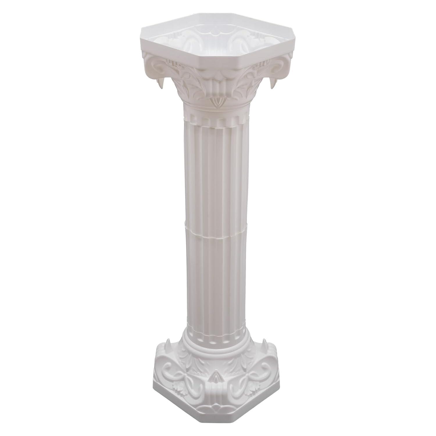Roman Columns Plastic Wedding Stand Pillar Greek Statue Plant Stand Elegant Event Party Decorative Pedestal Flower Pot Holder Decor (4Pcs, 11.81x35.43 Inch)