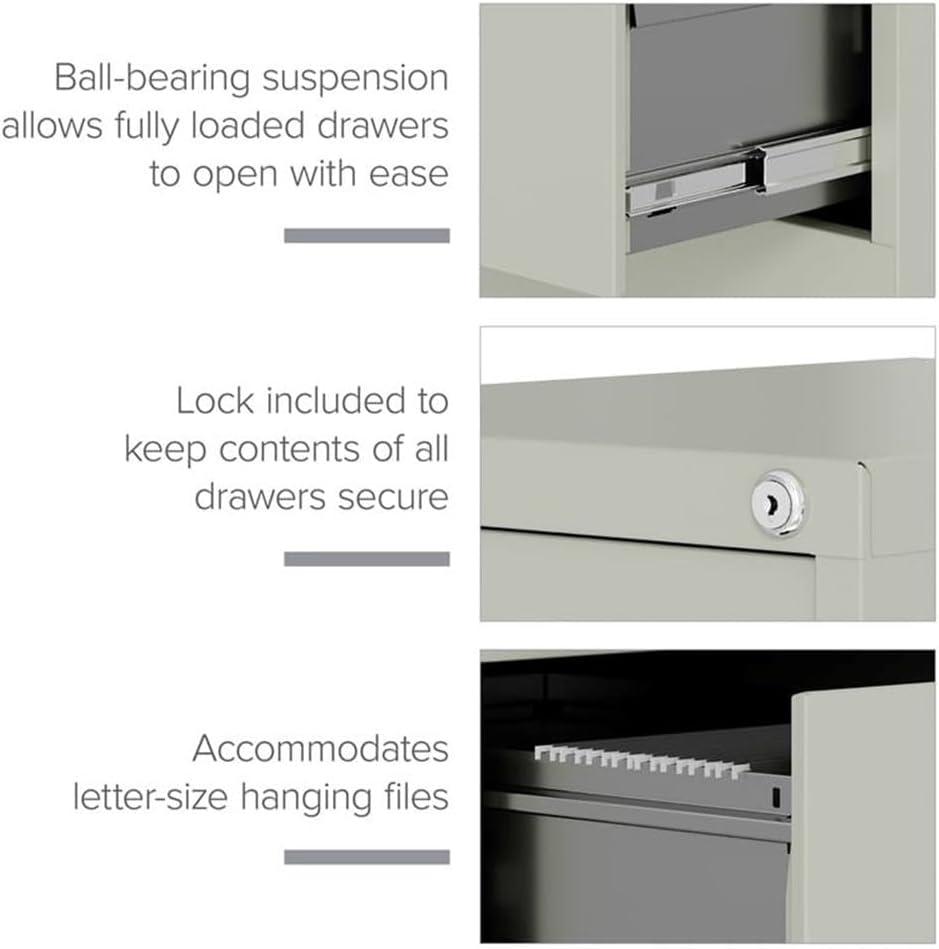 Pemberly Row 4 Drawers 52" Vertical Black Metal Filing Cabinet Lockable Pre-Assembled Stationary Letter Size for Home, Office