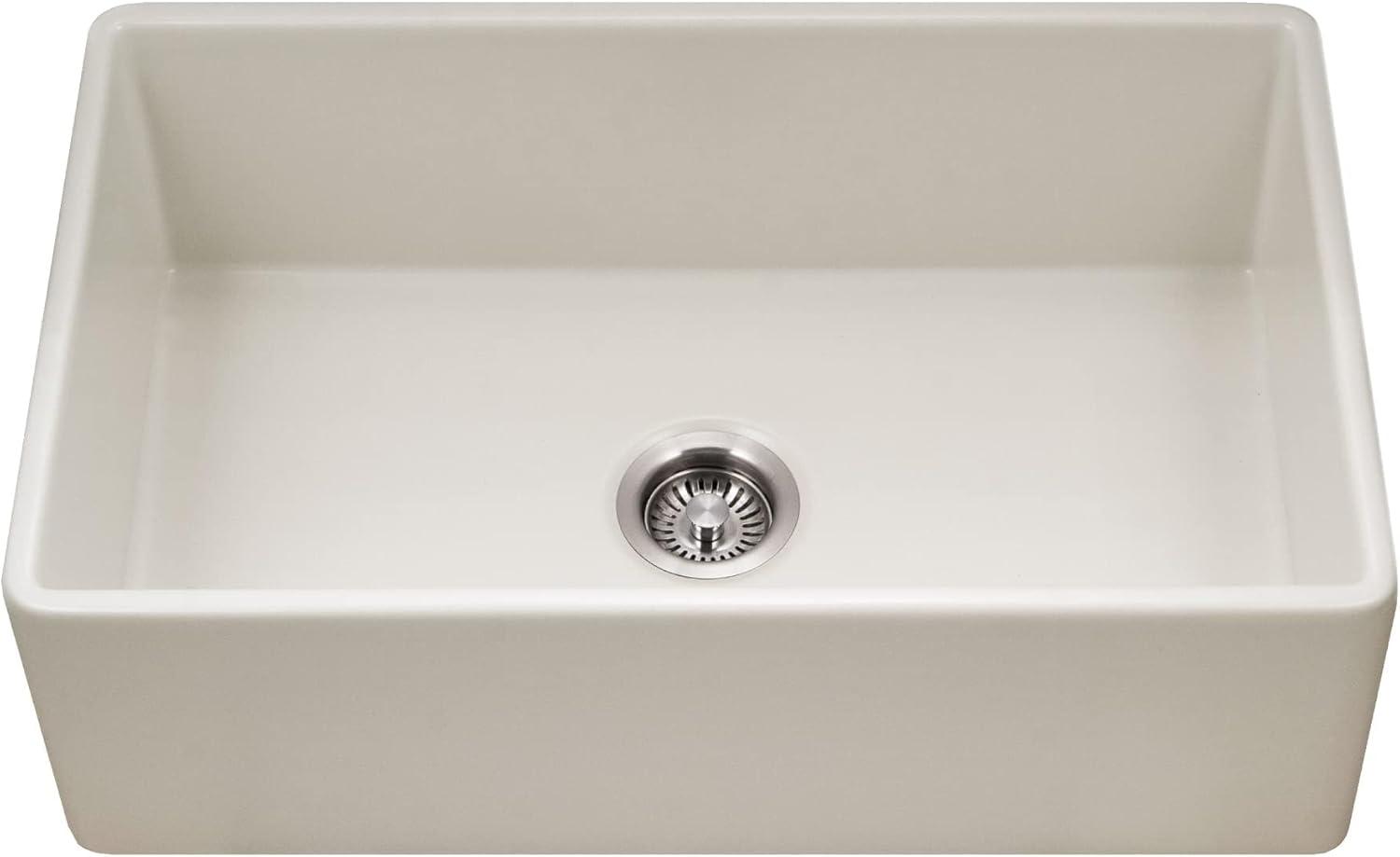 Houzer 30 in x 18 in Biscuit Fireclay Apron Front Single Bowl Kitchen Sink - PTS-4118 BQ