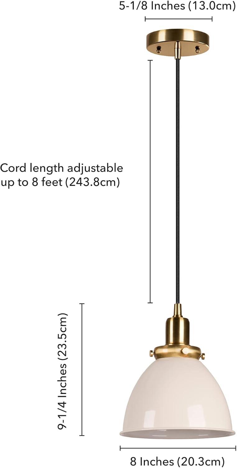 Elegant 8" Modern Brass & Pearled White Pendant Light