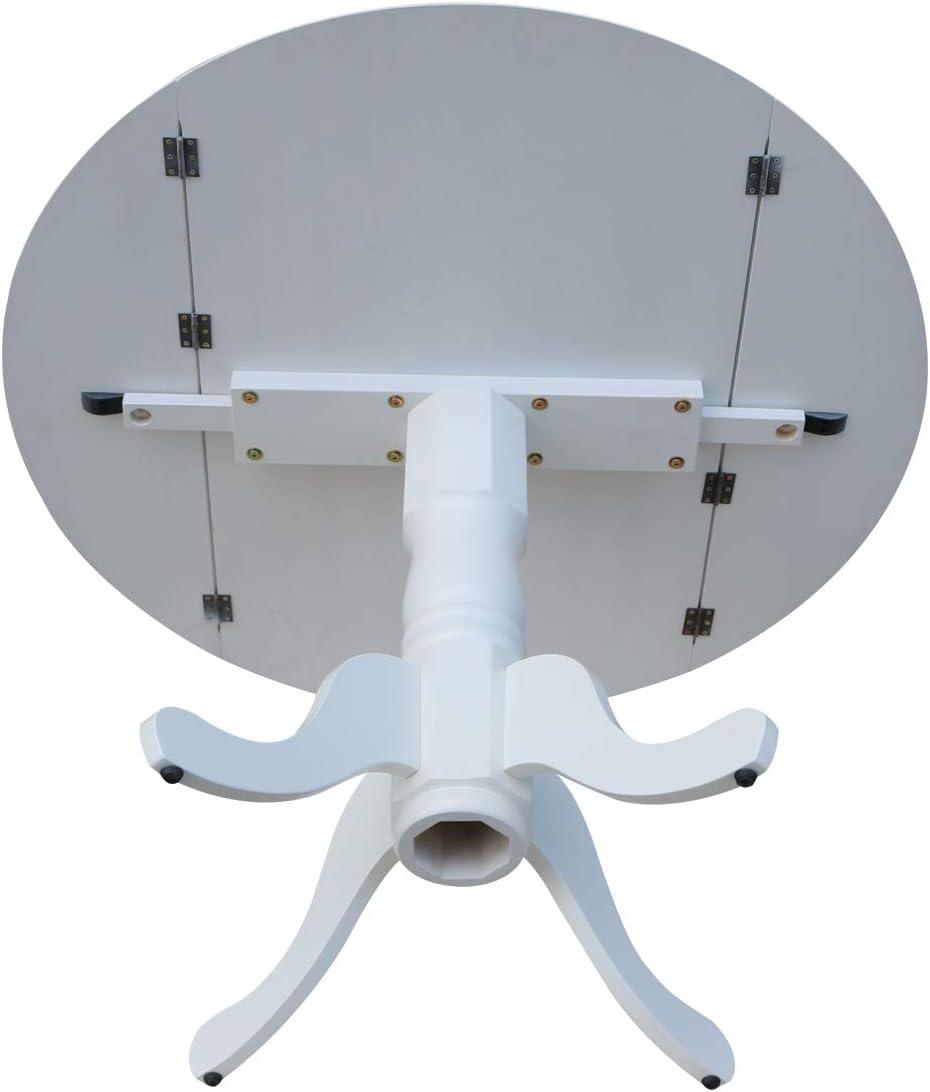 42" Mason Round Dual Drop Leaf Extendable Dining Table Hickory/Washed Coal - International Concepts: Solid Parawood, Pedestal Base