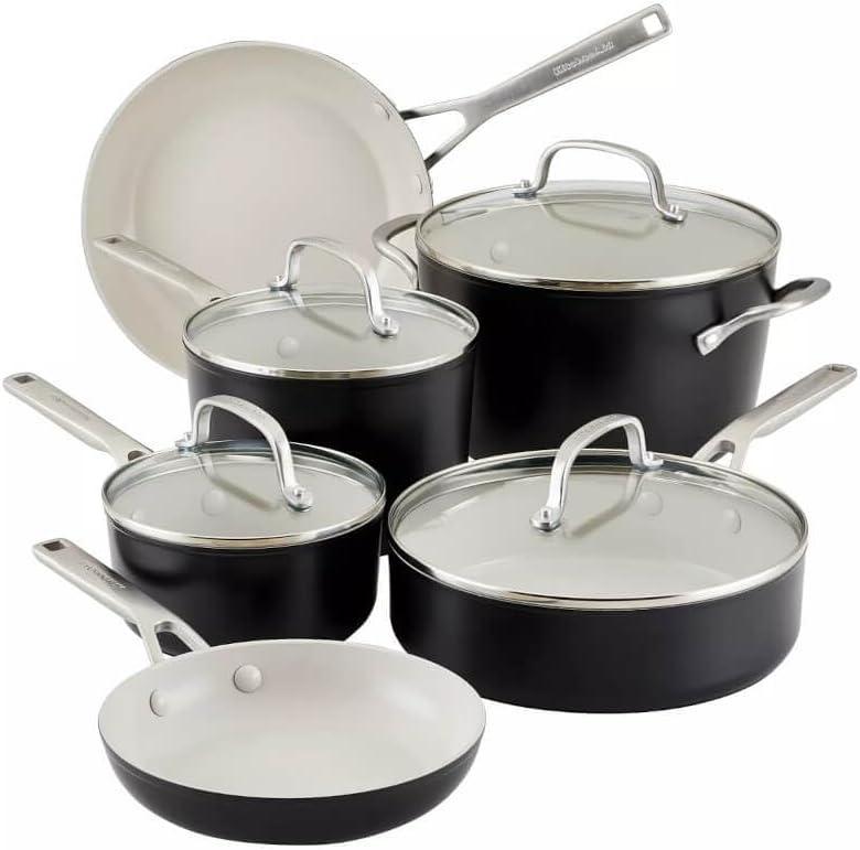 KitchenAid ® Matte Black Hard-Anodized Ceramic Non-Stick 10-Piece Cookware Set