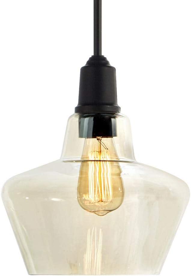 Home Decorators Collection 1-Light Aged Bronze Pendant with Amber Plated Glass Shade and Vintage Bulb