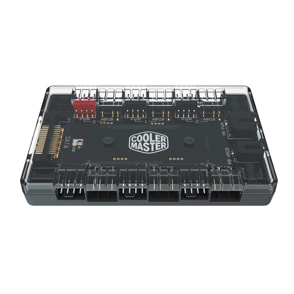 ARGB and PWM Fan HUB,6 Ports for Addressable RGB Lighting,1 to 6 Multi Way Magnetic backplane Splitter 5V/3PIN Case Fan Hub Adapter