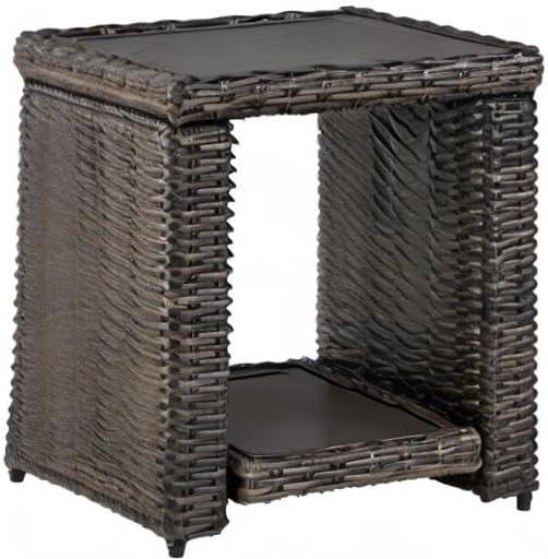 GEROBOOM Grasson Lane Outdoor Rattan Square End Table with   Brown