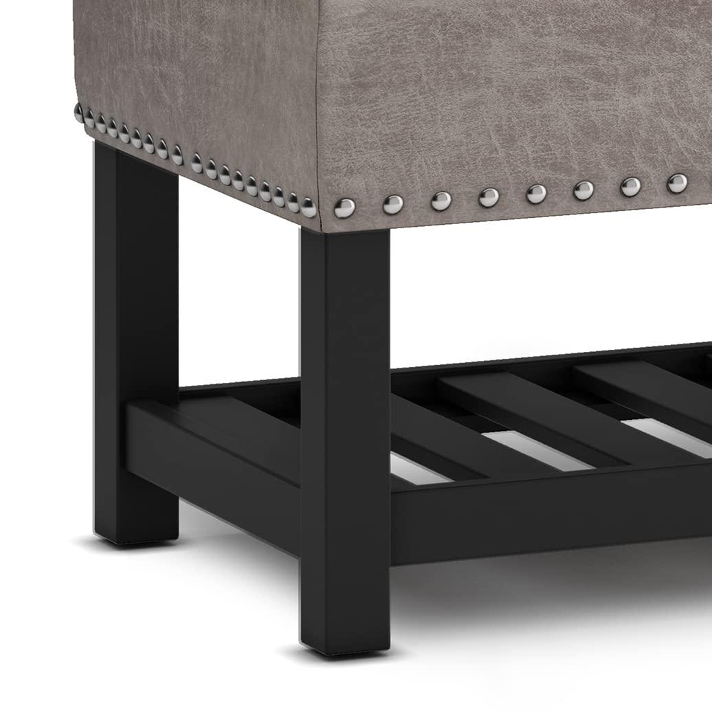 Simpli Home Lomond 44"W Tufted Ottoman Bench with Solid Wood Frame