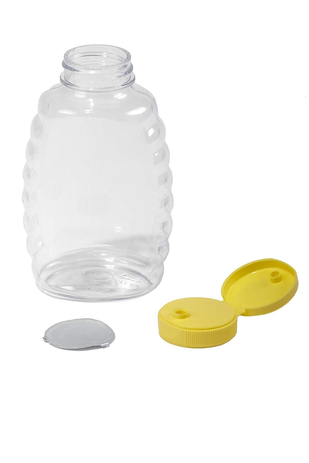 Miller Manufacturing Company Plastic Skep-Style Jar Honey Squeeze Bottle with Flip-top Lid - 16 oz- 12 Pack