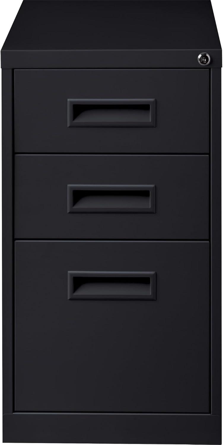 3 Drawers Vertical Steel Lockable Filing Cabinet, Black