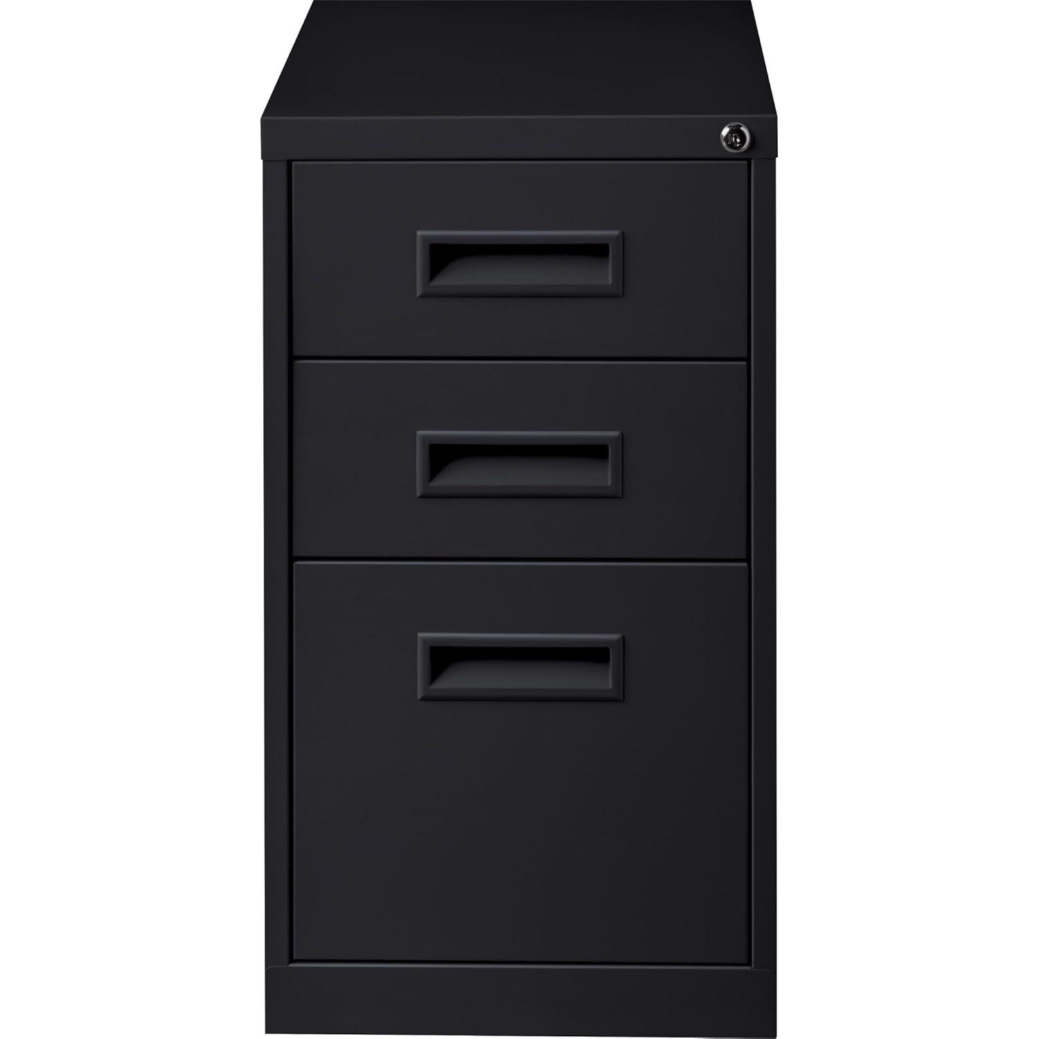 3 Drawers Vertical Steel Lockable Filing Cabinet, Black