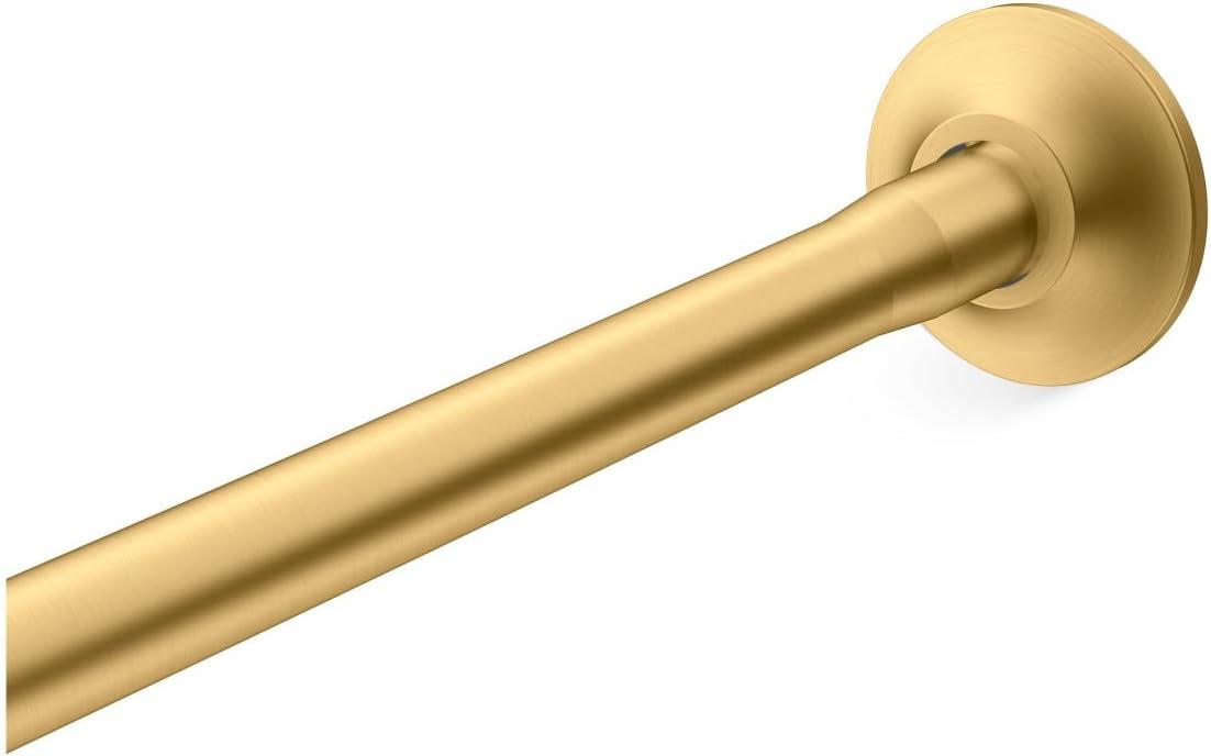 Vibrant Brushed Moderne Brass Curved Wall Mounted Shower Rod