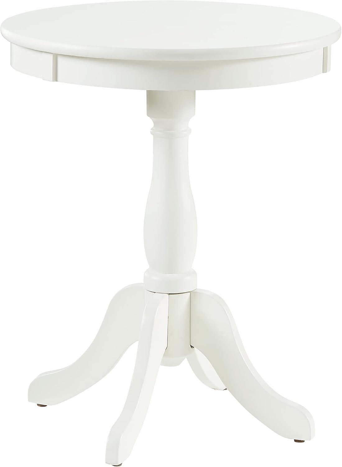 Powell Round Accent, White Table, 18 x 22 x 18