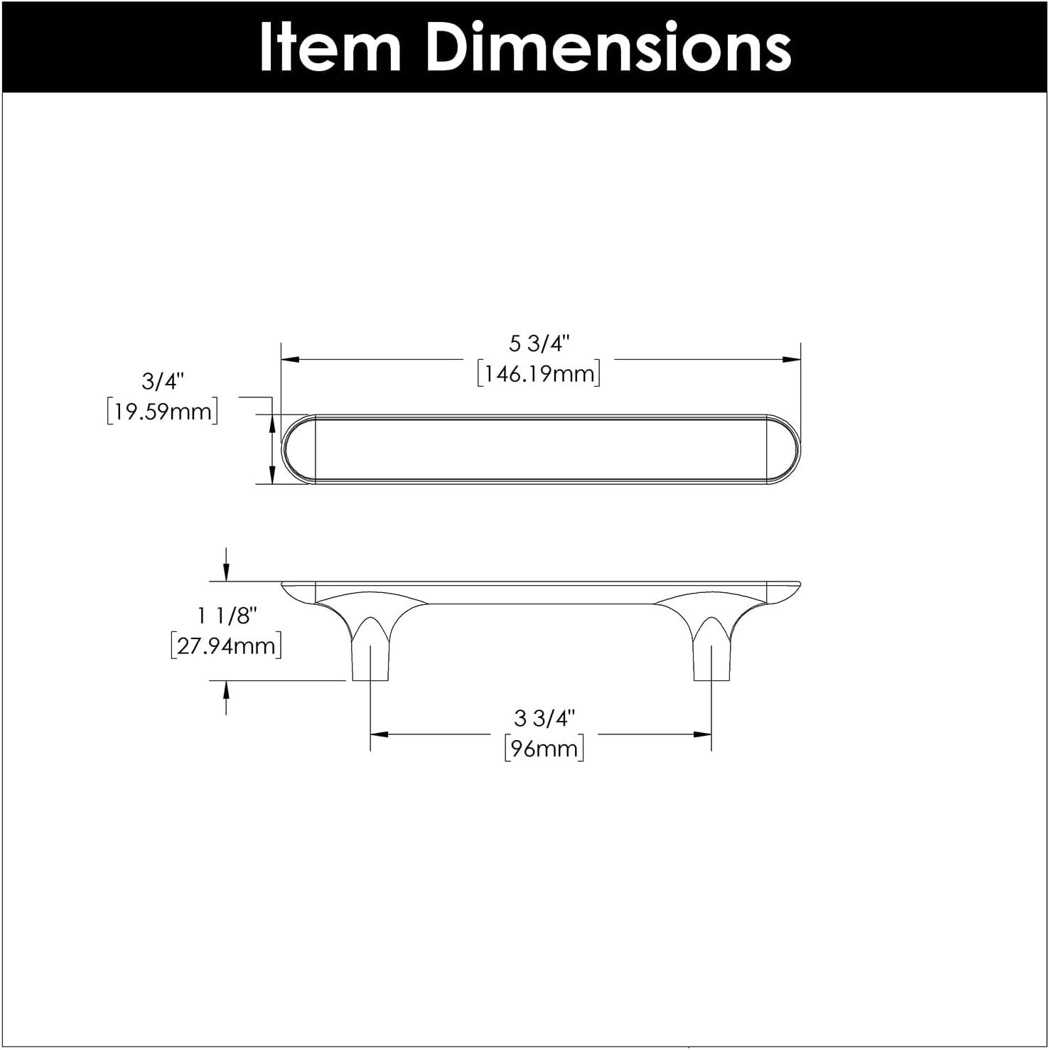 Maven Kitchen Cabinet Handles, Solid Core Drawer Pulls for Cabinet Doors, 3-3/4" (96mm)