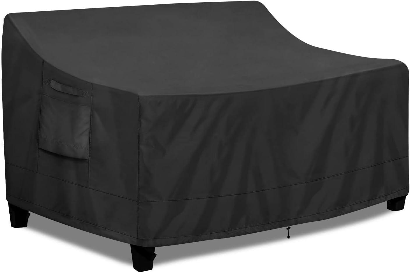 Black Waterproof UV-Resistant Patio Sofa Cover with Air Vent