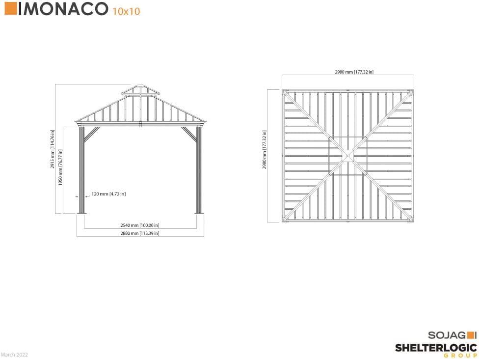 Sojag Sojag Monaco Champagne 10 ft. x 10 ft. Gazebo