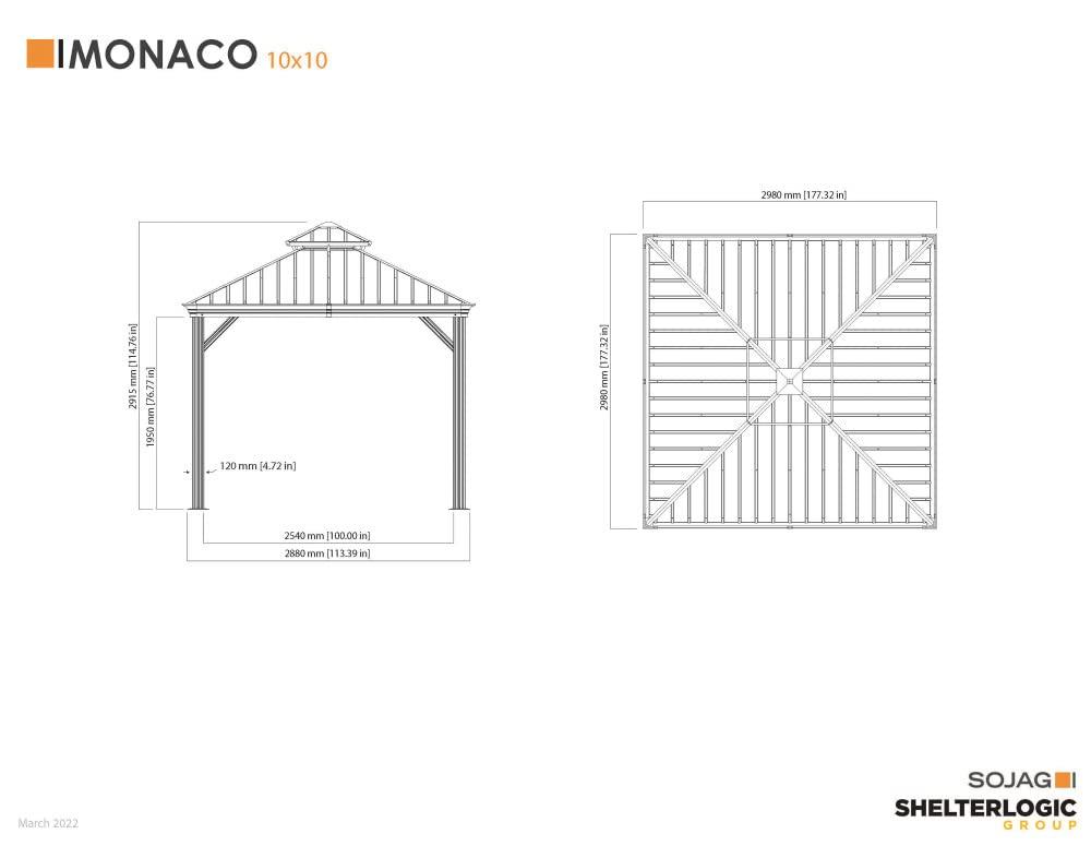 Sojag Sojag Monaco Champagne 10 ft. x 10 ft. Gazebo