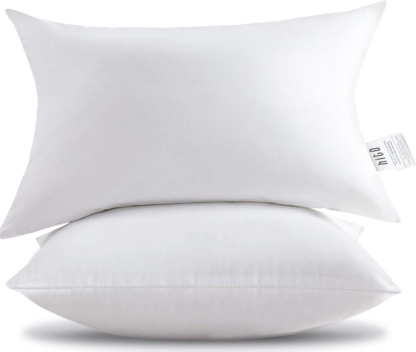 White 12x20 Cotton Down Alternative Throw Pillow Inserts, Set of 2