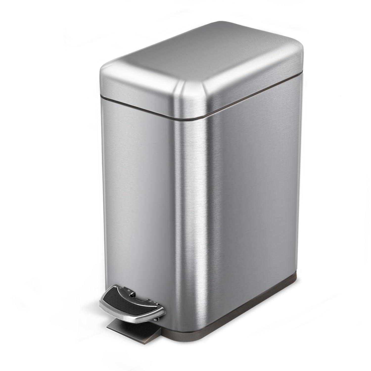 Home Zone Living Stainless Steel 1.3 Gallon Bathroom Step On Waste Basket